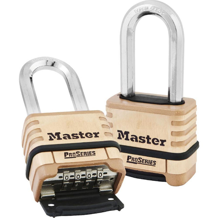 Master Lock 1175D 2-1/4in (57mm) Wide ProSeries® Brass Resettable Combination Padlock with 2-1/16in (53mm) Shackle-Combination-Master Lock-1175DLH-LockPeople.com