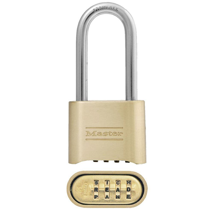 Master Lock 175DLHWD 2 in (51mm) Wide Resettable Combination Brass Padlock with 2-1/4in (57mm) Shackle-Combination-Master Lock-175DLHWD-LockPeople.com