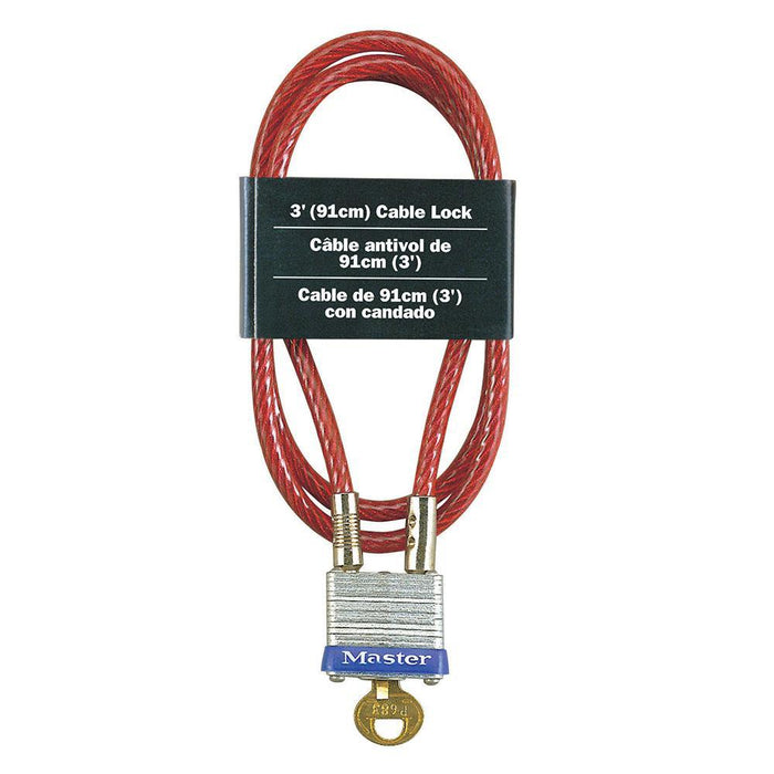 Master Lock 719D 3ft (91cm) Long x Diameter Cable with Integrated Laminated Steel Padlock 3/16in (5mm) Wide-Keyed-Master Lock-719D-LockPeople.com