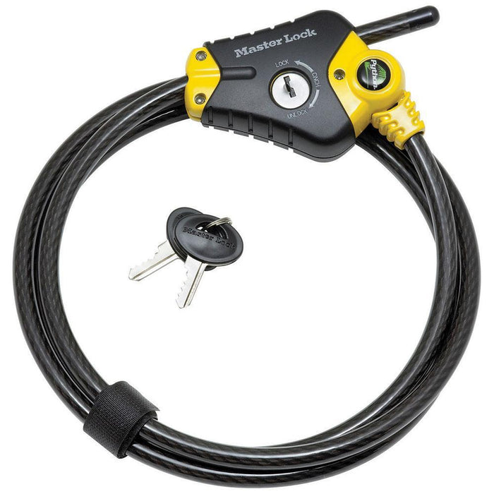 Master Lock 8413DPF 6ft (1.8m) Long x Diameter Python™ Adjustable Locking Cable; and Black 3/8in (10mm) Wide-Keyed-Master Lock-8413DPF-LockPeople.com