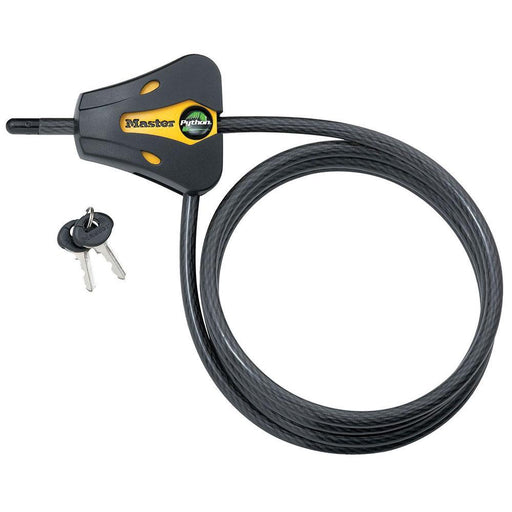 Master Lock 8419DPF 6ft (1.8m) Long x Diameter Python™ Adjustable Locking Cable; and Black 5/16in (8mm) Wide-Keyed-Master Lock-8419DPF-LockPeople.com