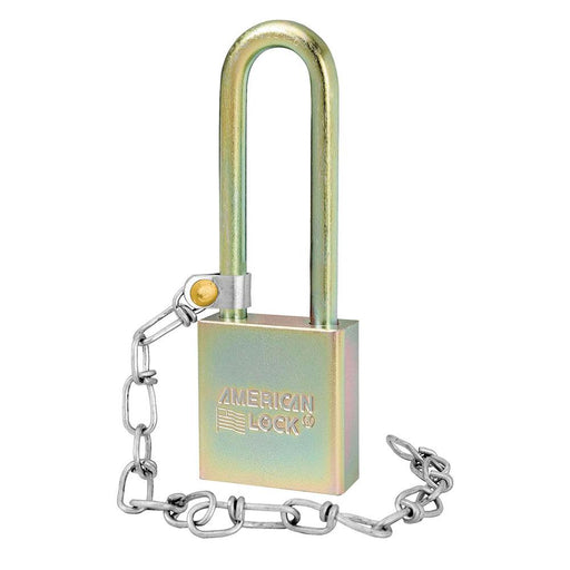 Master Lock A5202GLWN Government Padlock, with Chain and 3in (75mm) Tall Shackle NSN: 5340-01-588-1916-Keyed-masterlocks-A5202GLWN-LockPeople.com