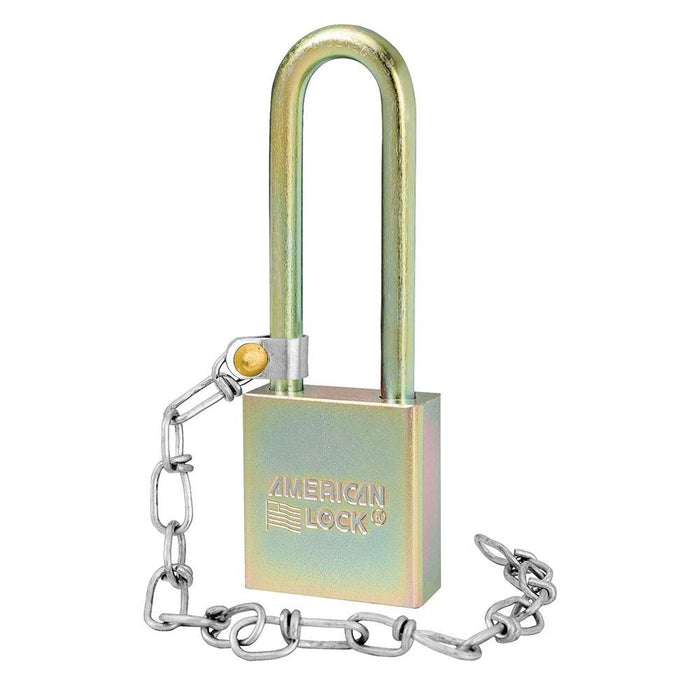 Master Lock A5202GLWNKA Government Padlock, with Chain and 3in (75mm) Tall Shackle NSN: 5340-01-588-1905-Keyed-masterlocks-A5202GLWNKA-LockPeople.com