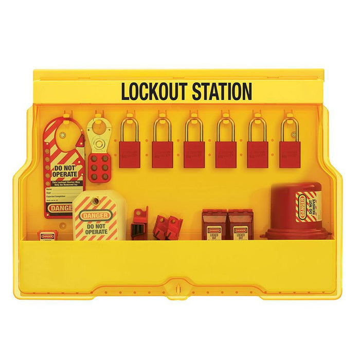 Master Lock S1850E1106 Lockout Station, Electrical Focus, Anodized Aluminum Padlocks-Keyed-Master Lock-S1850E1106-LockPeople.com