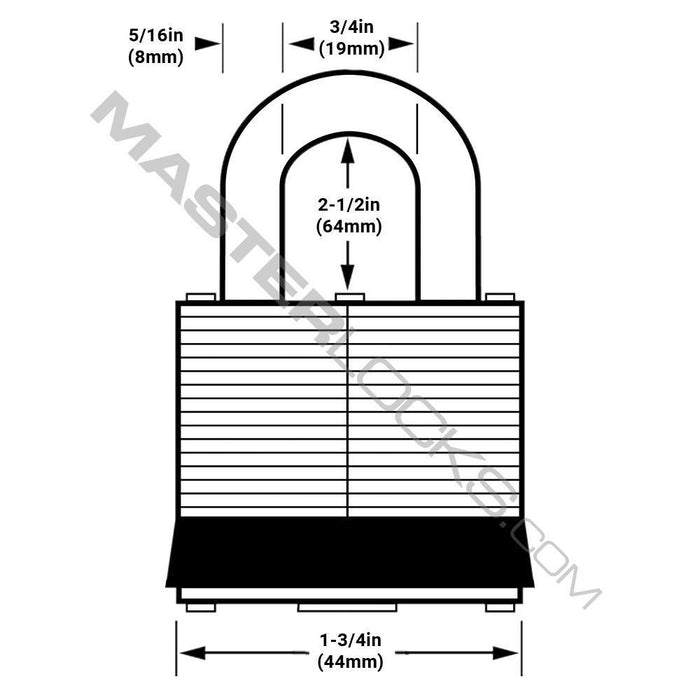 Master Lock 1TRI 1-3/4in (44mm) Wide Laminated Steel Padlock with 2-1/2in (64mm) Shackle; 3 Pack-Keyed-Master Lock-1TRILJ-LockPeople.com