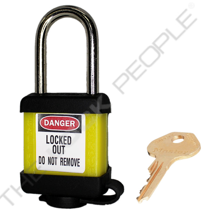 Master Lock 410COV Padlock with Plastic Cover 1-1/2in (38mm) wide-Master Lock-Keyed Different-1-1/2in-410YLWCOV-LockPeople.com