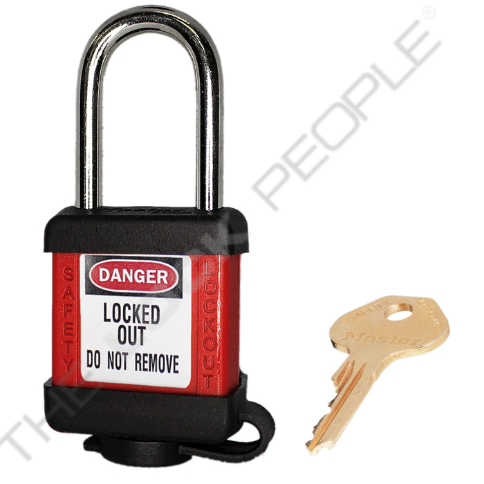Master Lock 410COV Padlock with Plastic Cover 1-1/2in (38mm) wide-Master Lock-Keyed Different-1-1/2in-410REDCOV-LockPeople.com