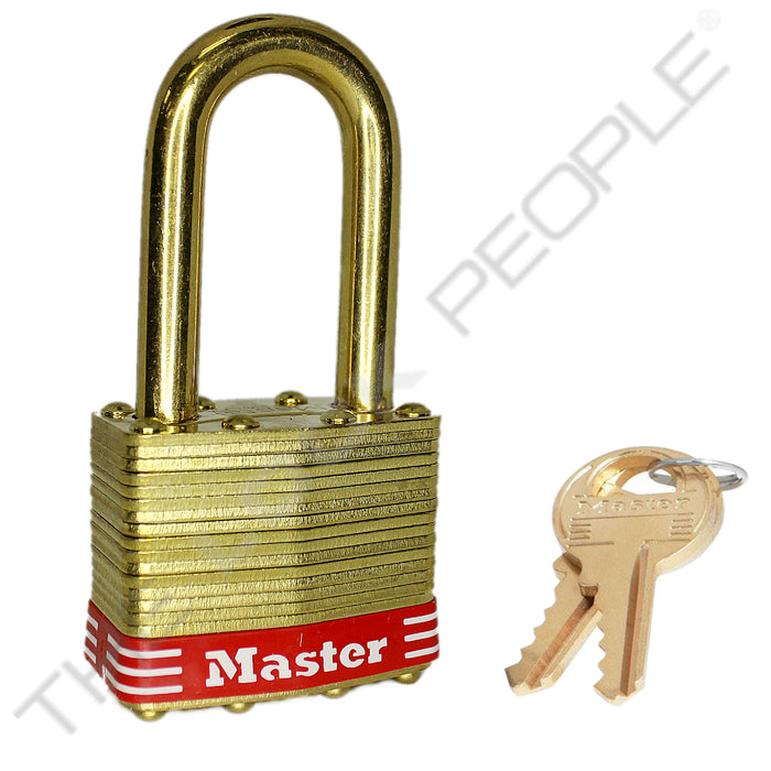 Master Lock 2B Laminated Brass Padlock with Brass Shackle 1-3/4in (44mm) wide-Master Lock-Keyed Different-1-1/2in-2BLFRED-LockPeople.com